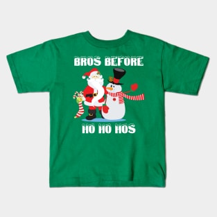 Santa and Frosty, Bros Before Ho Ho Hos This Christmas Kids T-Shirt